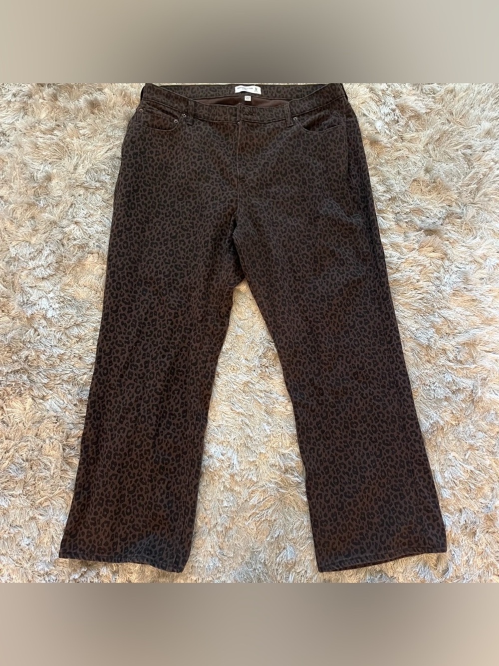 Abercrombie & Fitch Brown Leopard Print Low Rise Baggy Pants